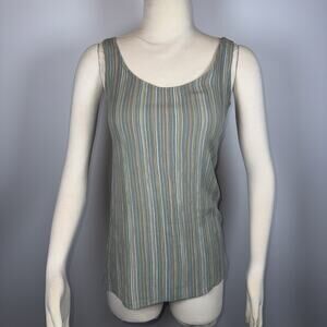 VTG Y2K 90s Compagnie Internationale Express Sz S/XS Striped Green Sleeveless